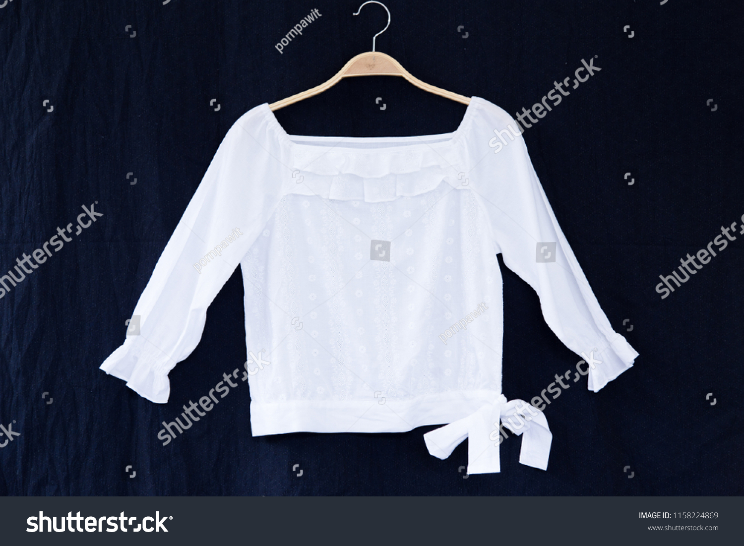 White Blouse On Hanger On Black Stock Photo 1158224869 | Shutterstock