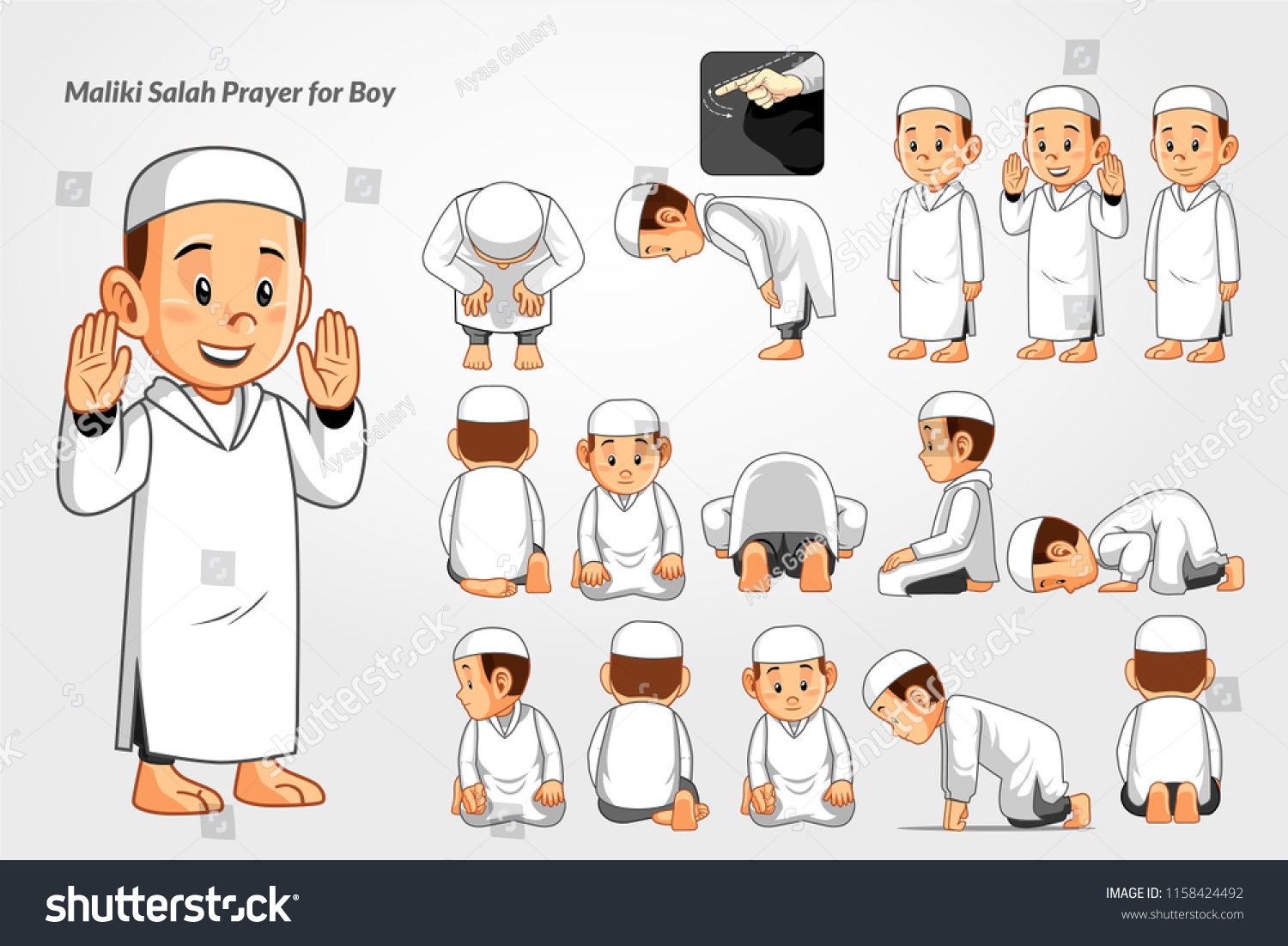 Maliki Salah Prayer Boys Stock Vector (Royalty Free) 1158424492 ...