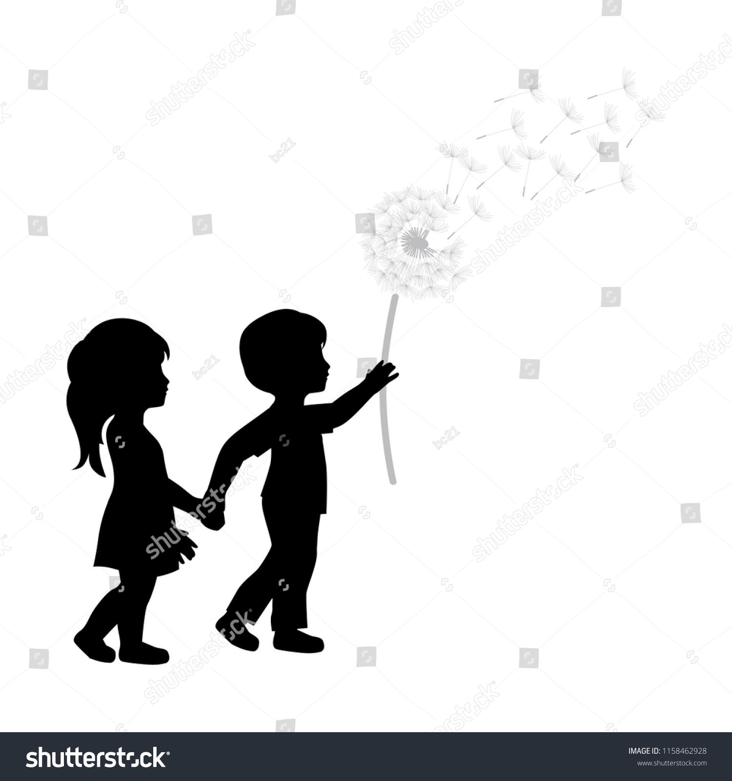 Miniature Boy Girl Dandelion Flower Stock Vector (Royalty Free ...