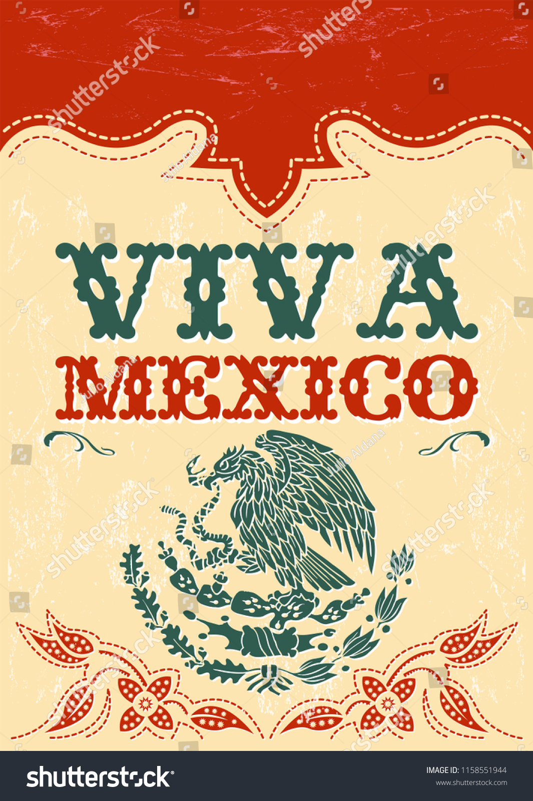 Viva Mexico Mexican Holiday Vector Poster Stock Vector (Royalty Free ...