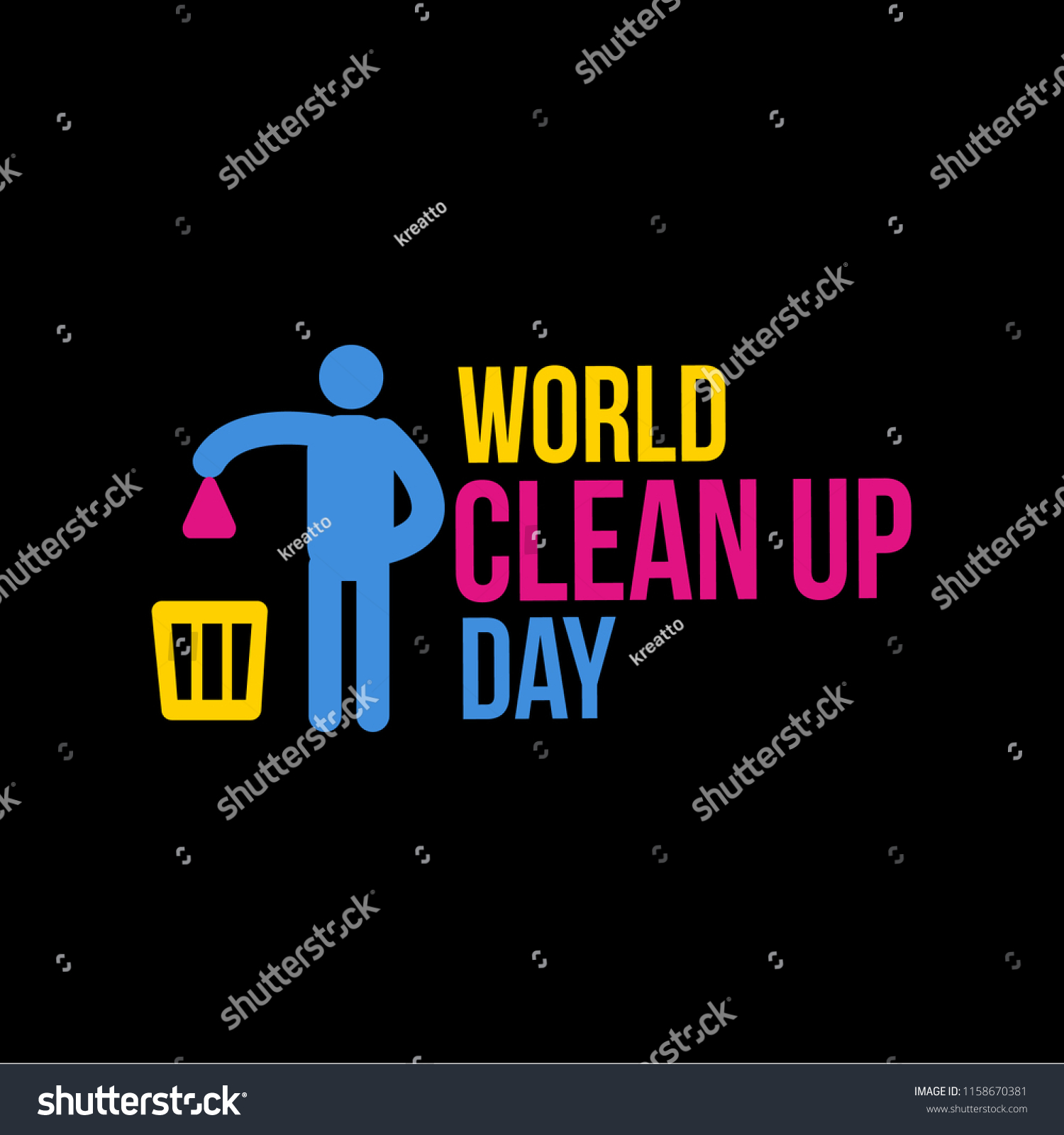 World Clean Day Cute Typography Vector Stock Vector (Royalty Free ...