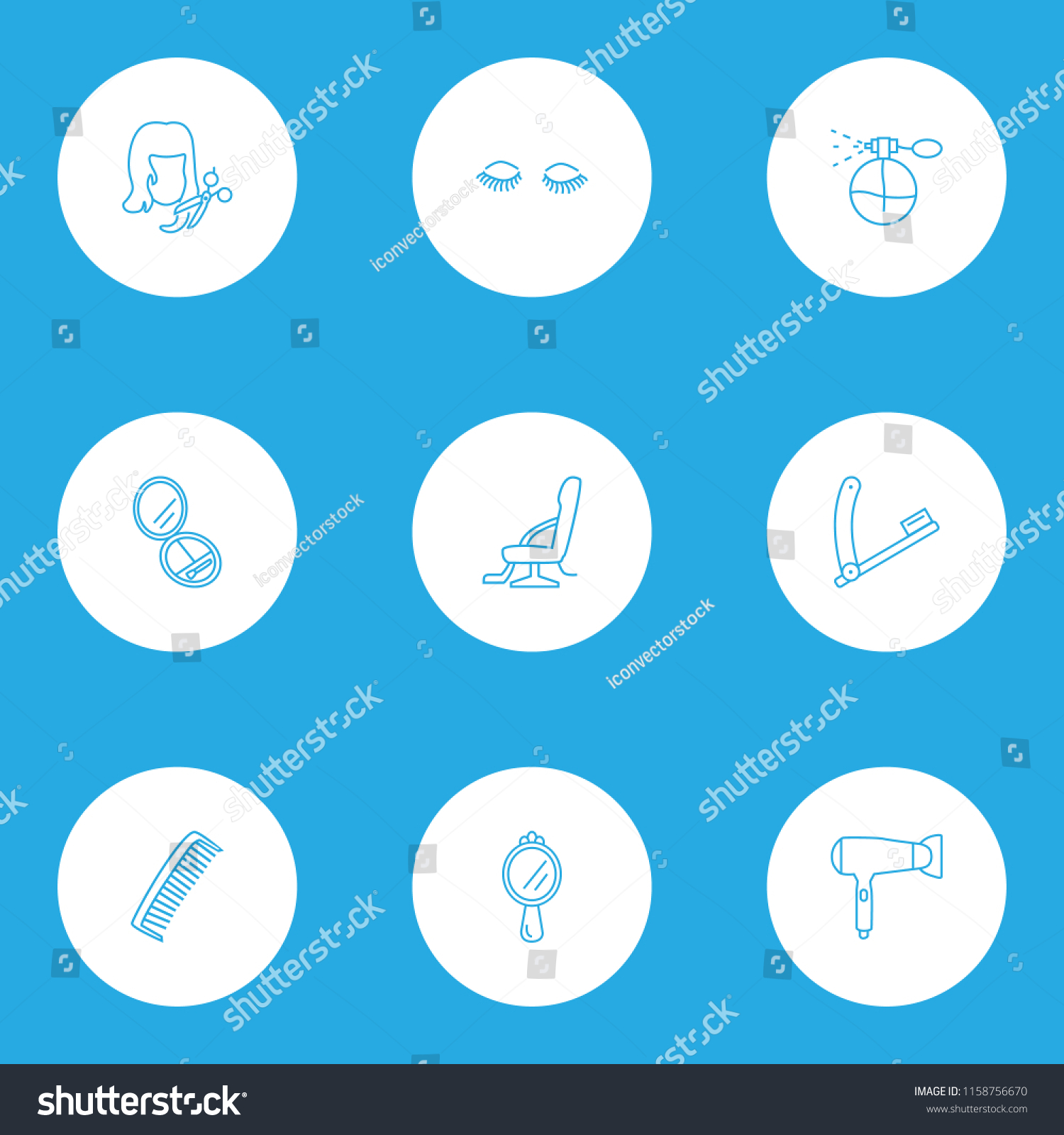 Hairdresser Icons Line Style Set Hairdryer Stock Vector Royalty Free 1158756670 Shutterstock 0175