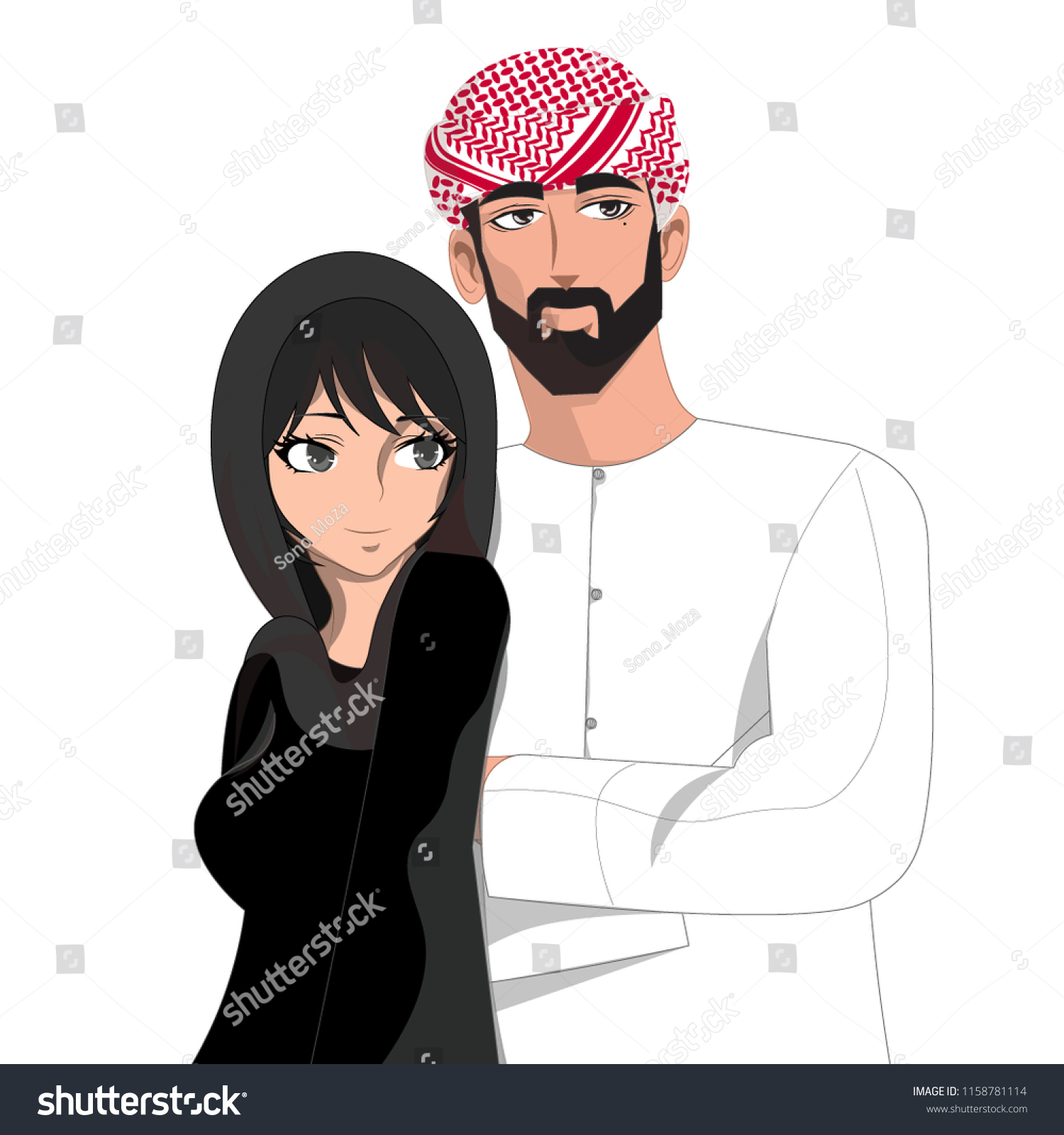 Arab Couple Icons Emirate Couples Icons Stock Vector (Royalty Free ...