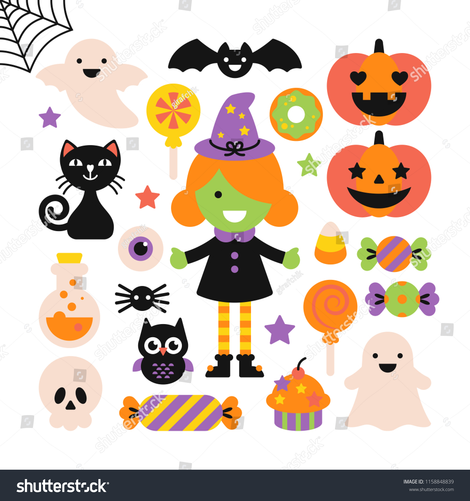 Halloween Holiday Elements Set Graphic Web Stock Vector (Royalty Free ...