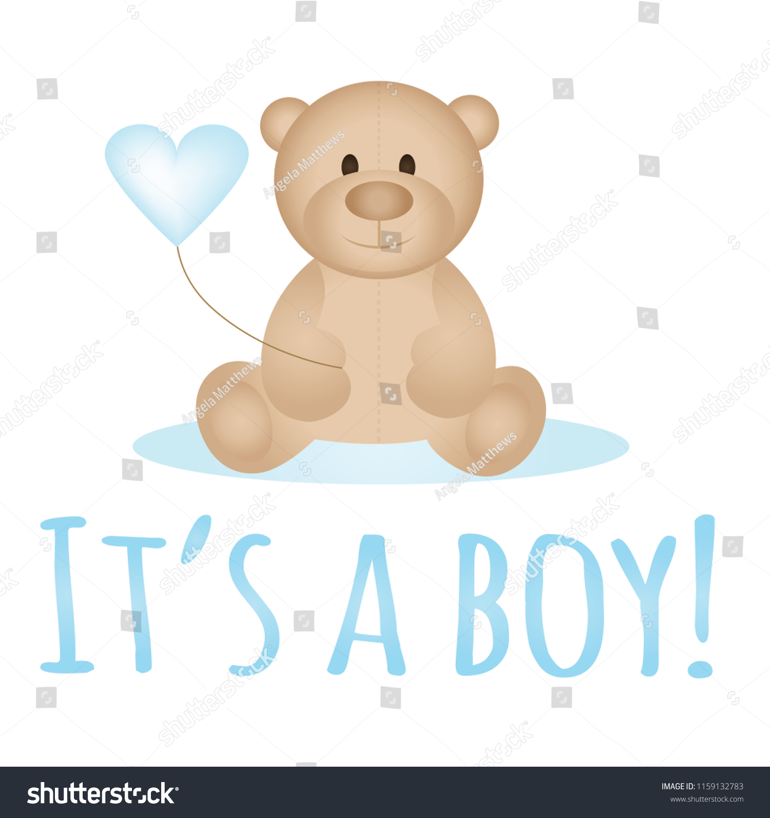 Boy Cute Teddy Bear Blue Heart Stock Vector (Royalty Free) 1159132783 ...