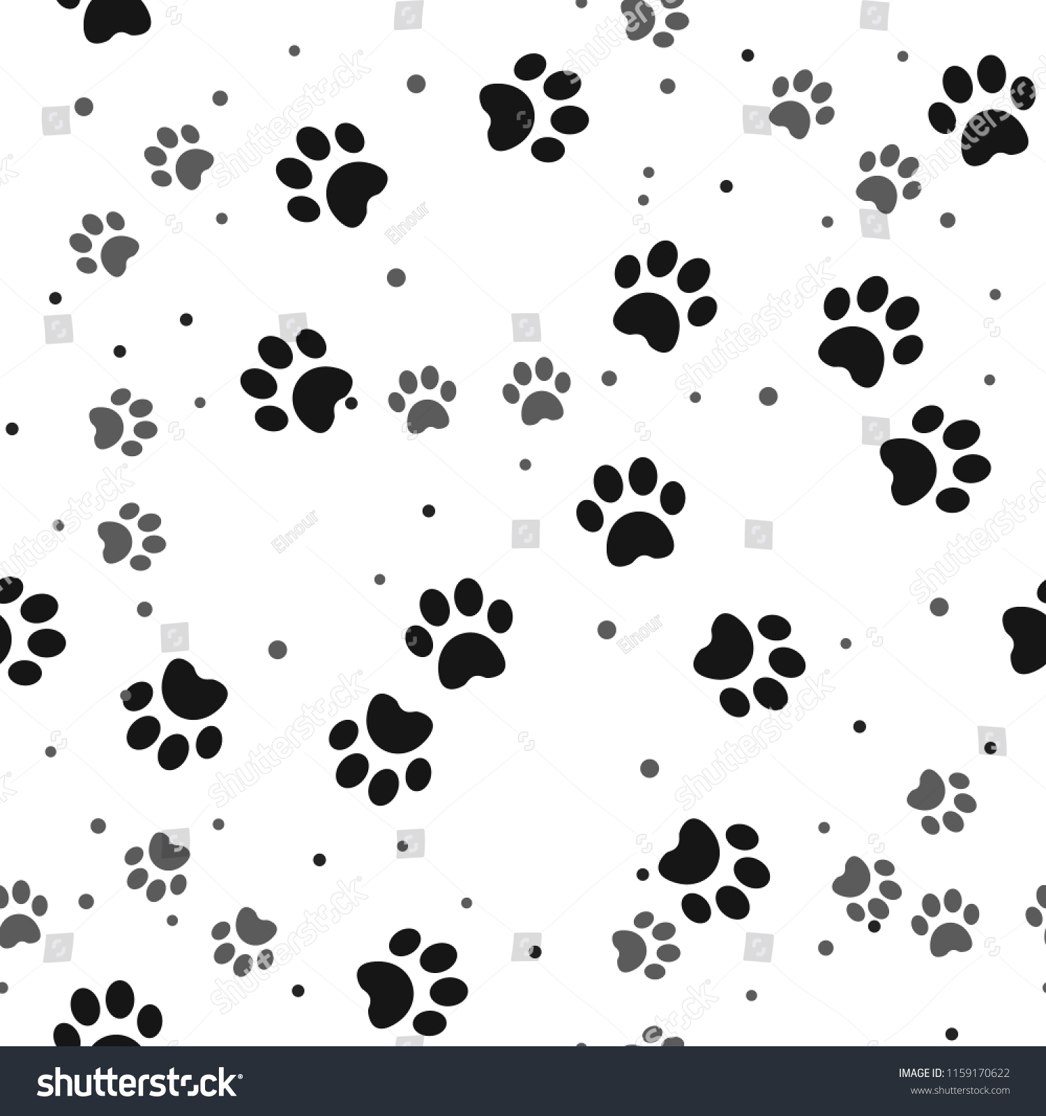 Dog Paw Print Seamless Pattern On Stock Vector (Royalty Free ...