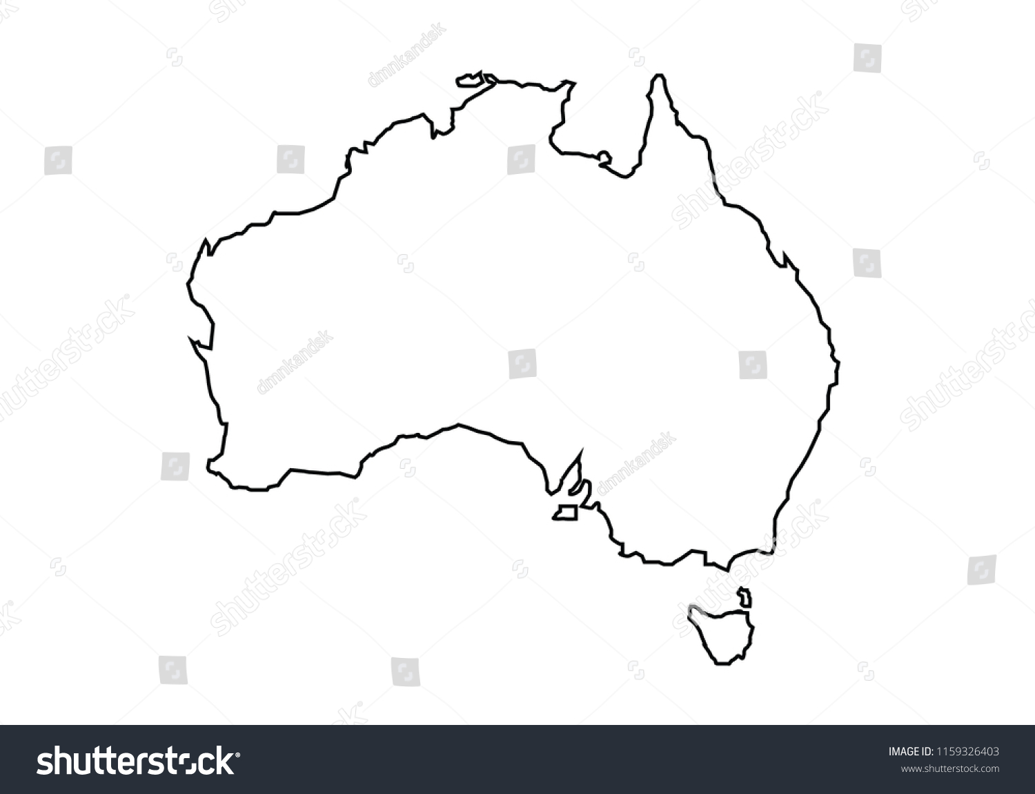 Australia Outline Map National Borders Country Stock Vector (Royalty ...