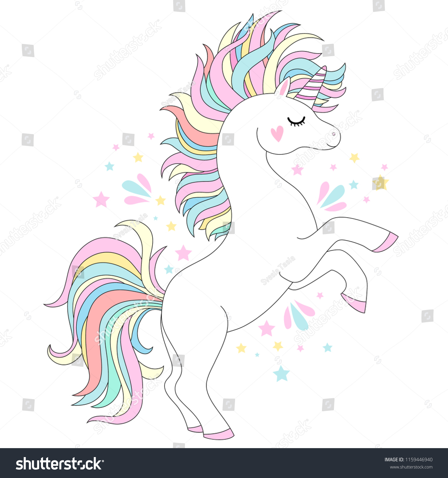 Unicorn Vector Cute Character White Unicorn Stock Vector (royalty Free 