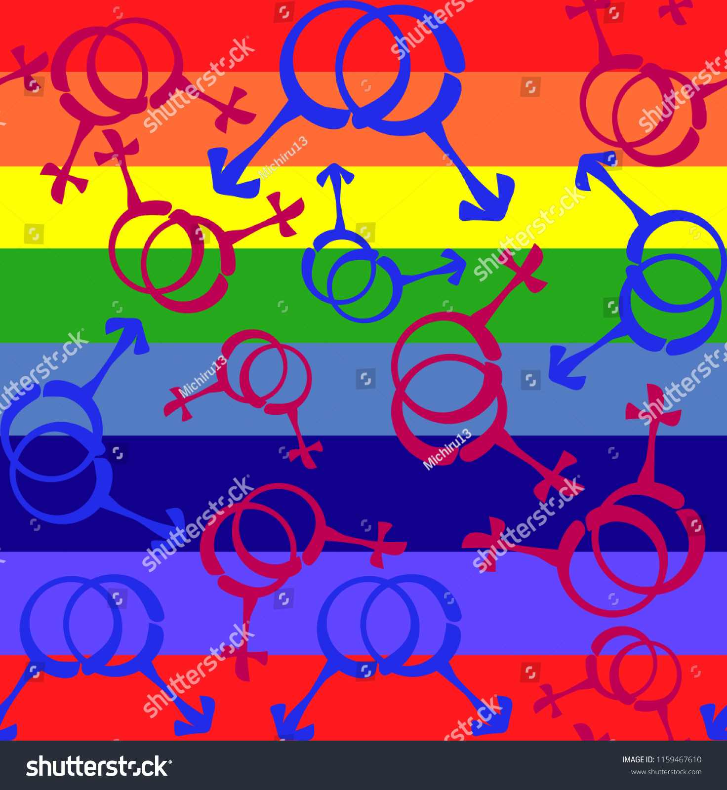 Gender Sexual Orientation Icon Set Rainbow Stock Illustration