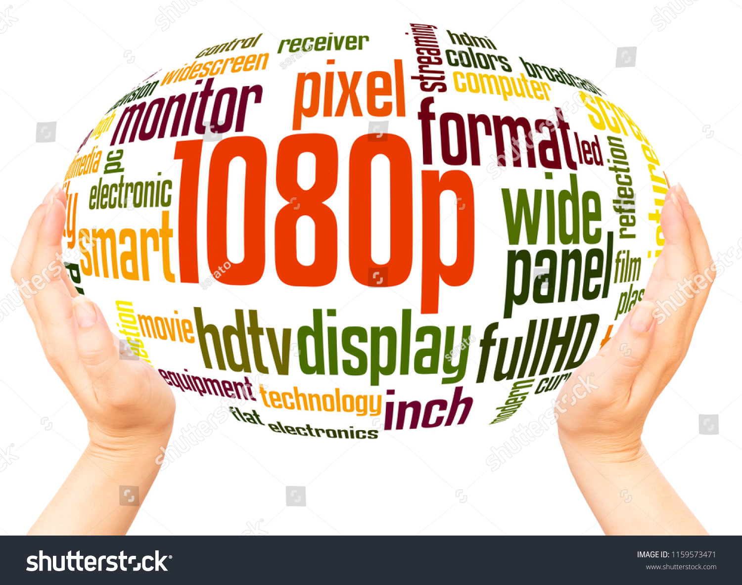 1080p Word Cloud Hand Sphere Concept Stock Illustration 1159573471