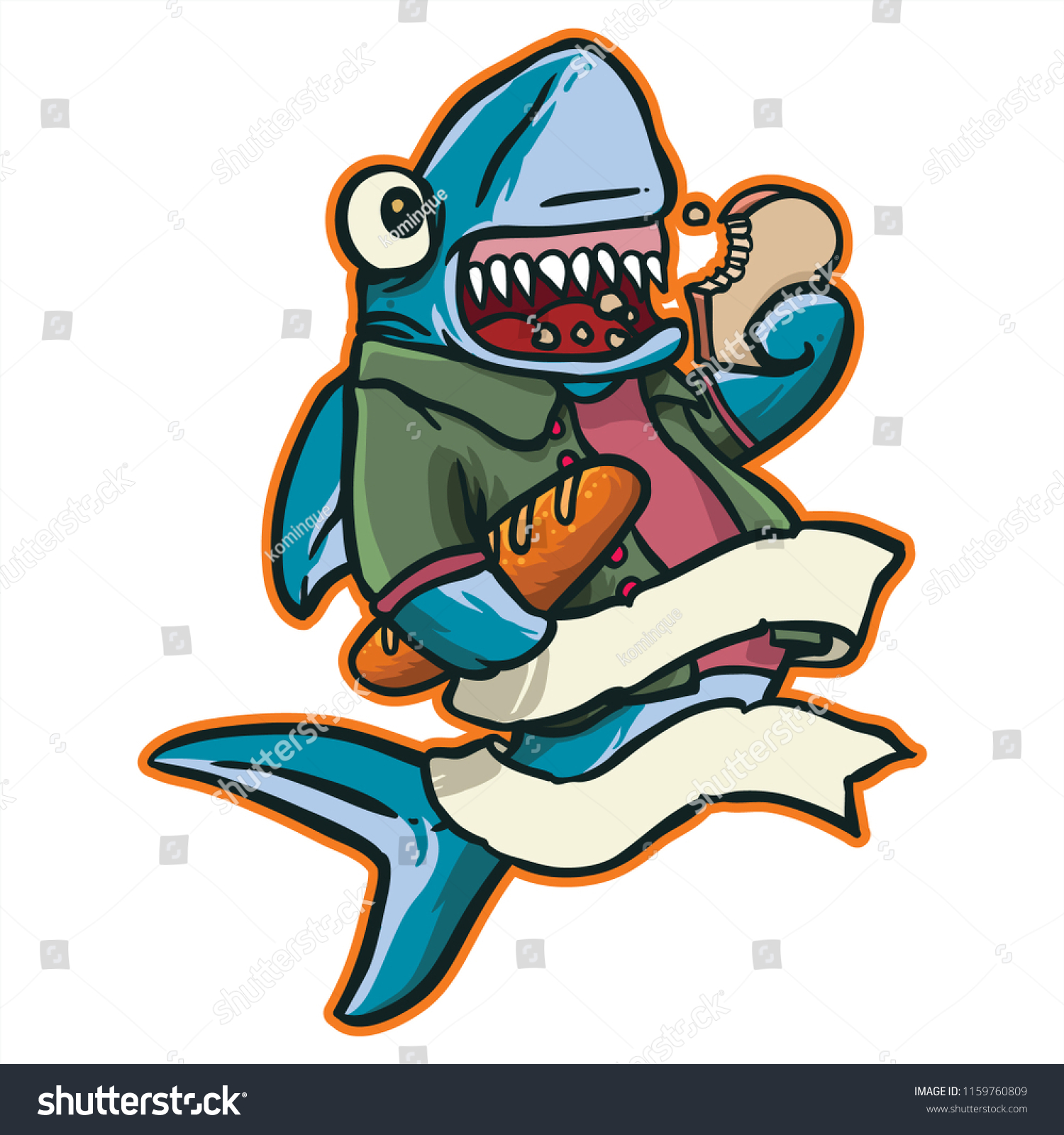 shark eating fish clipart cartoon