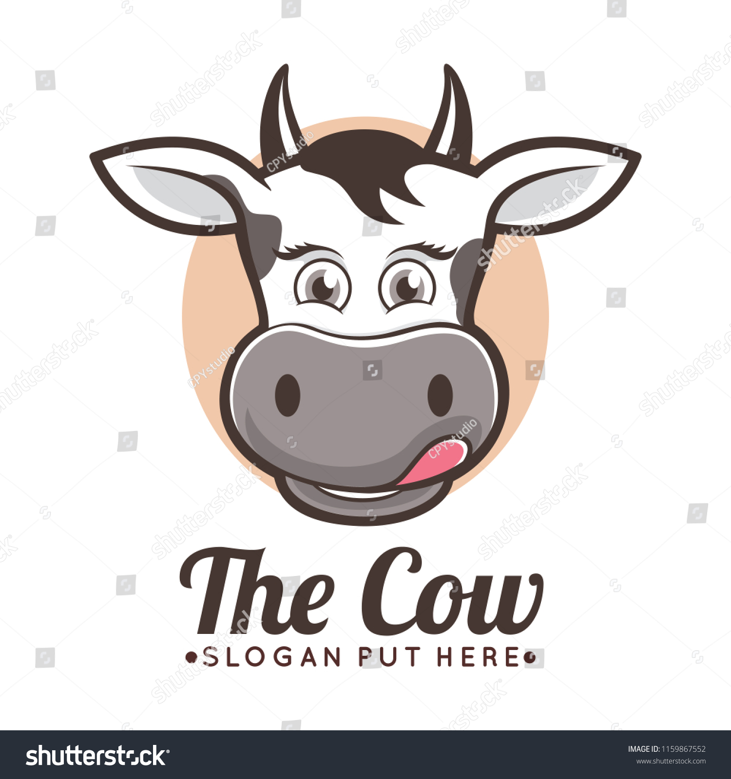 Cute Cow Head Cartoon Mascot Stock Vector (Royalty Free) 1159867552 ...