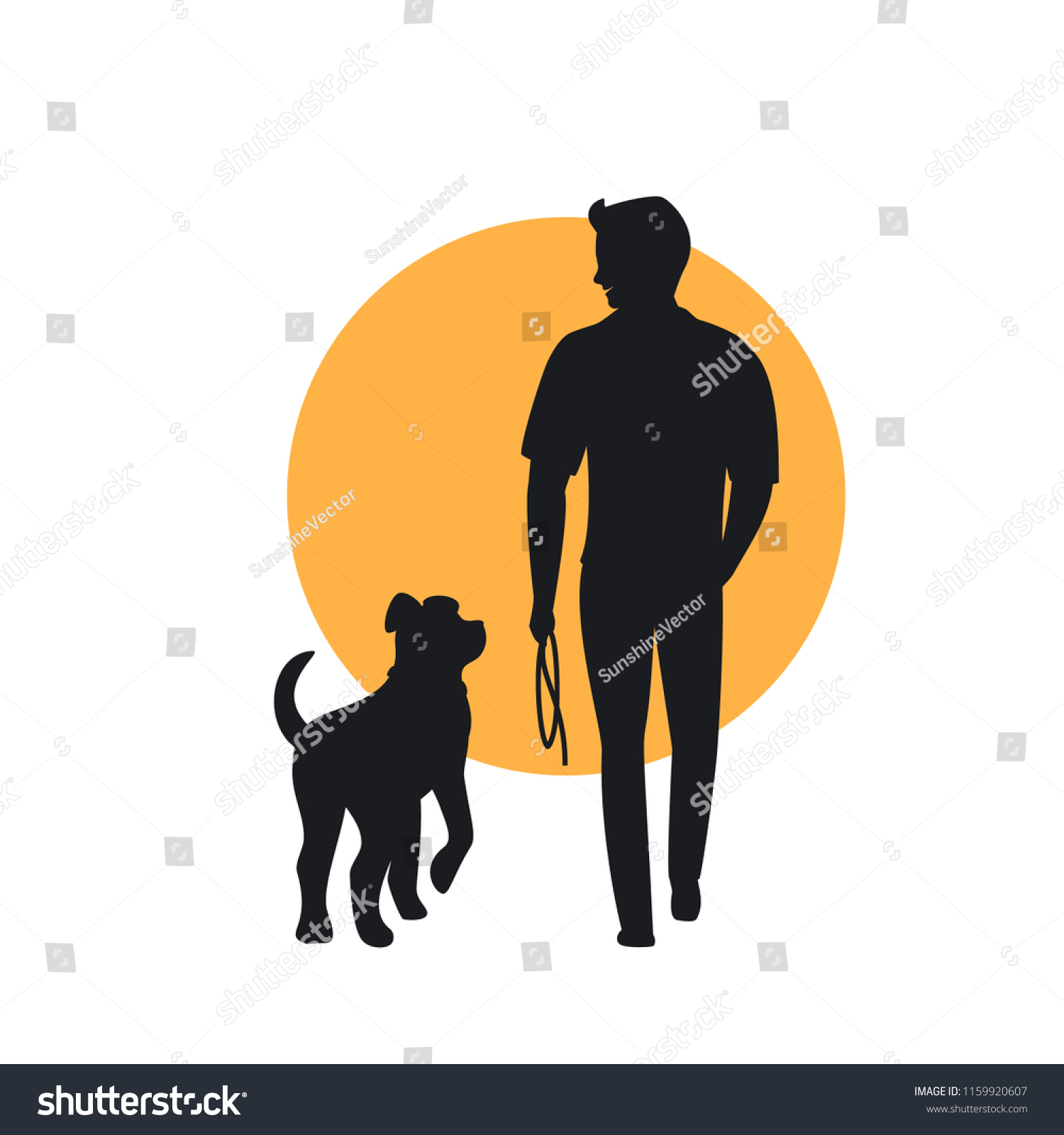 Человек и собака вектор