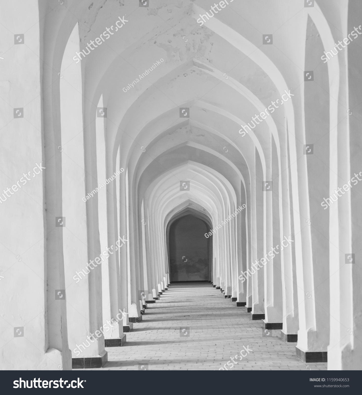 White Arabian Arches Kolon Mosque Bukhara Stock Photo 1159940653 ...