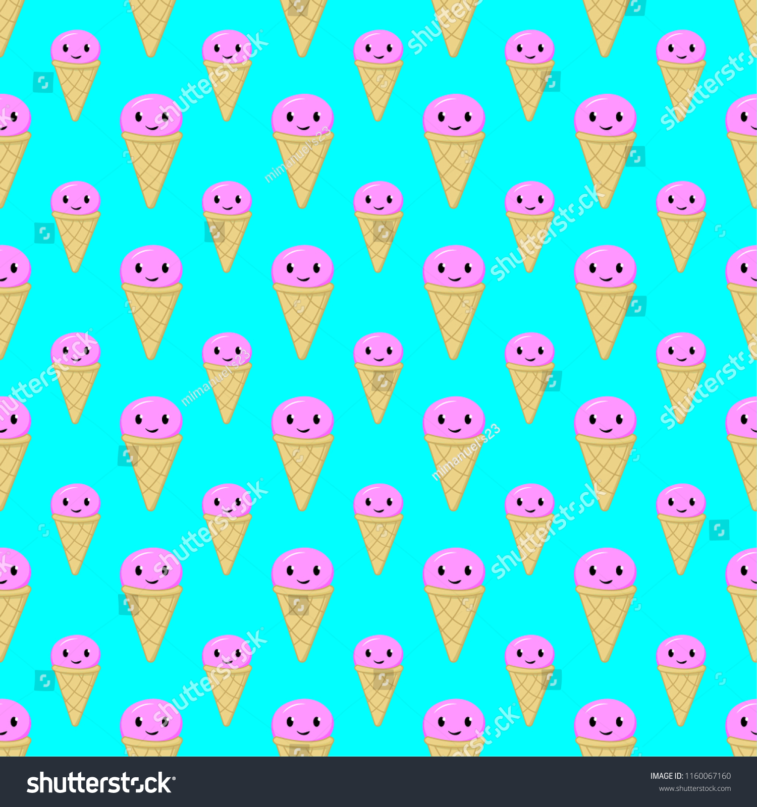 Ice Cream Seamless Pattern Stock Vector (Royalty Free) 1160067160 ...