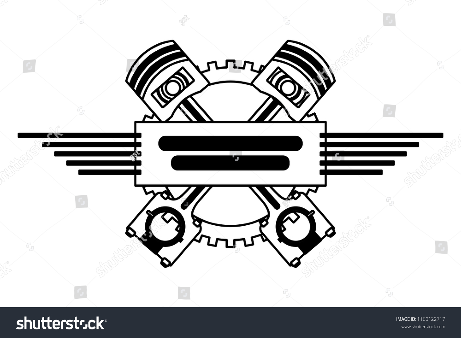 Crossed Pistons Gear Engine Industry Automotive Stock Vector (Royalty ...