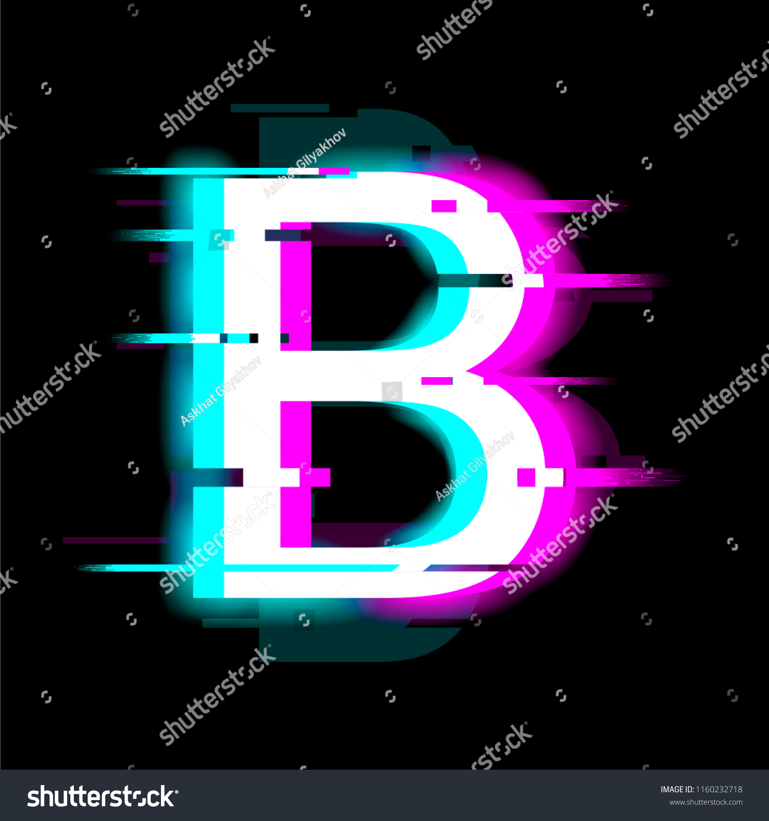 Letter B Neon Glitch Effects English Stock Vector (Royalty Free ...