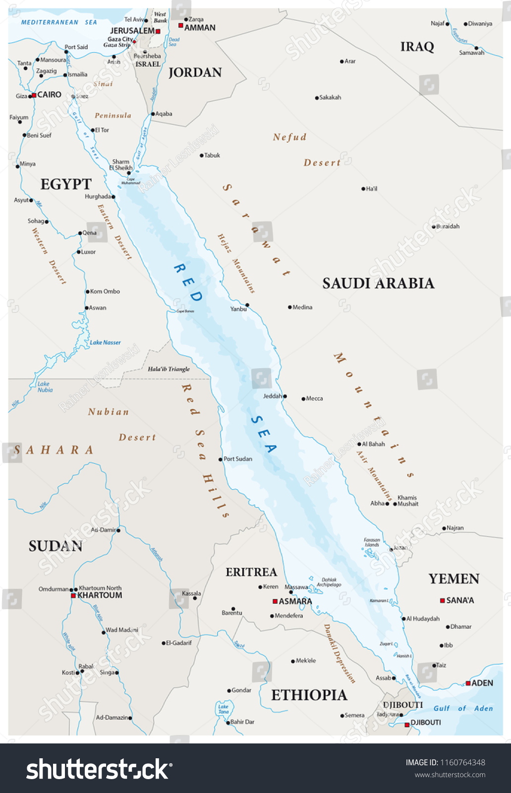 Map Red Sea Neighboring Countries Stock Vector (Royalty Free ...