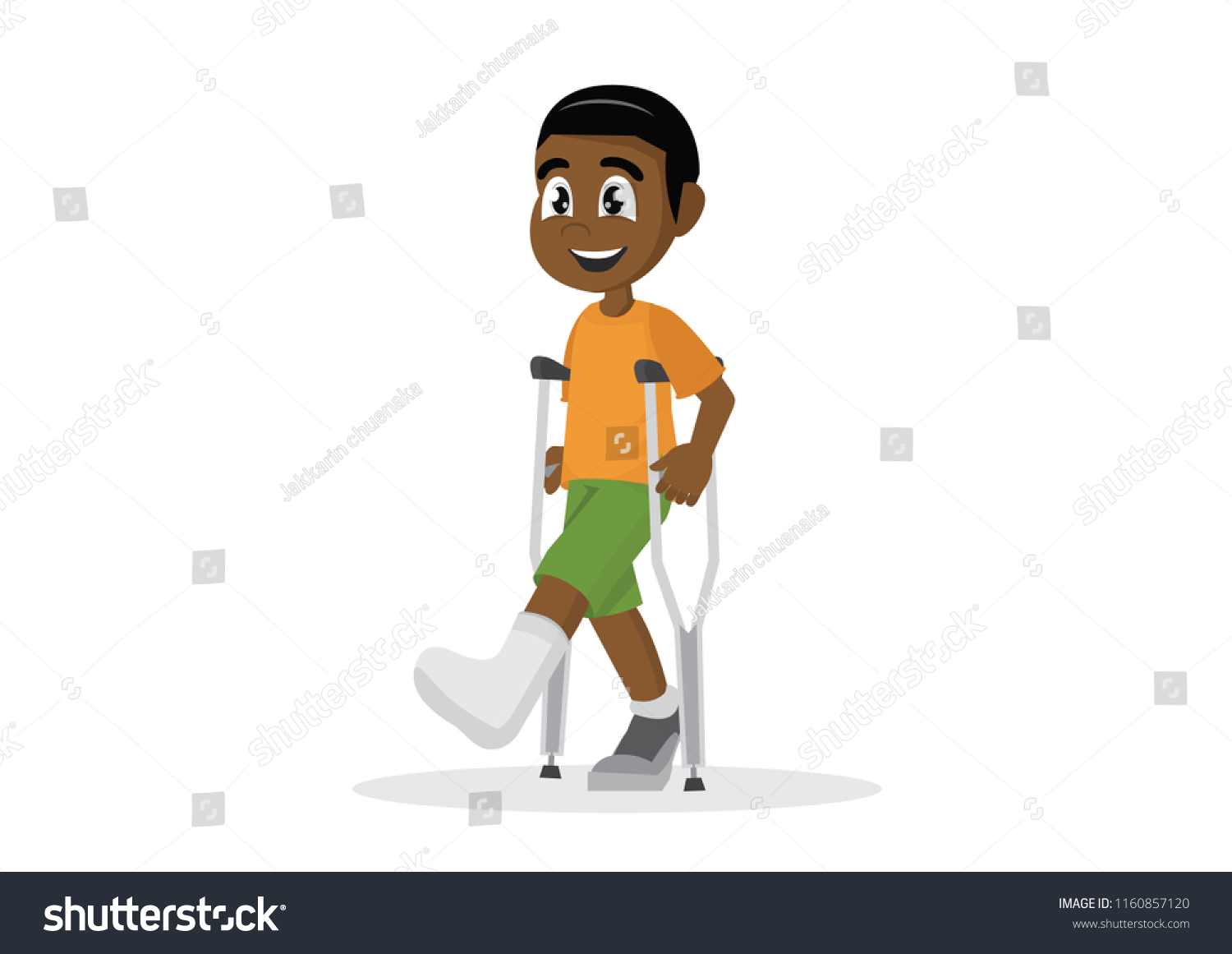 Cartoon Character African Boy Broken Leg Stock Vector (Royalty Free ...