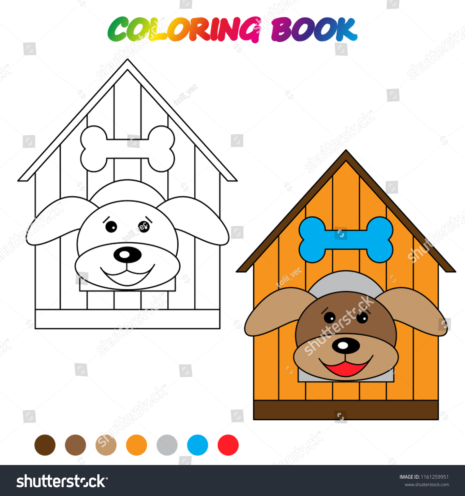Dog House Coloring Page Worksheet Game Stock Vector Royalty Free ...