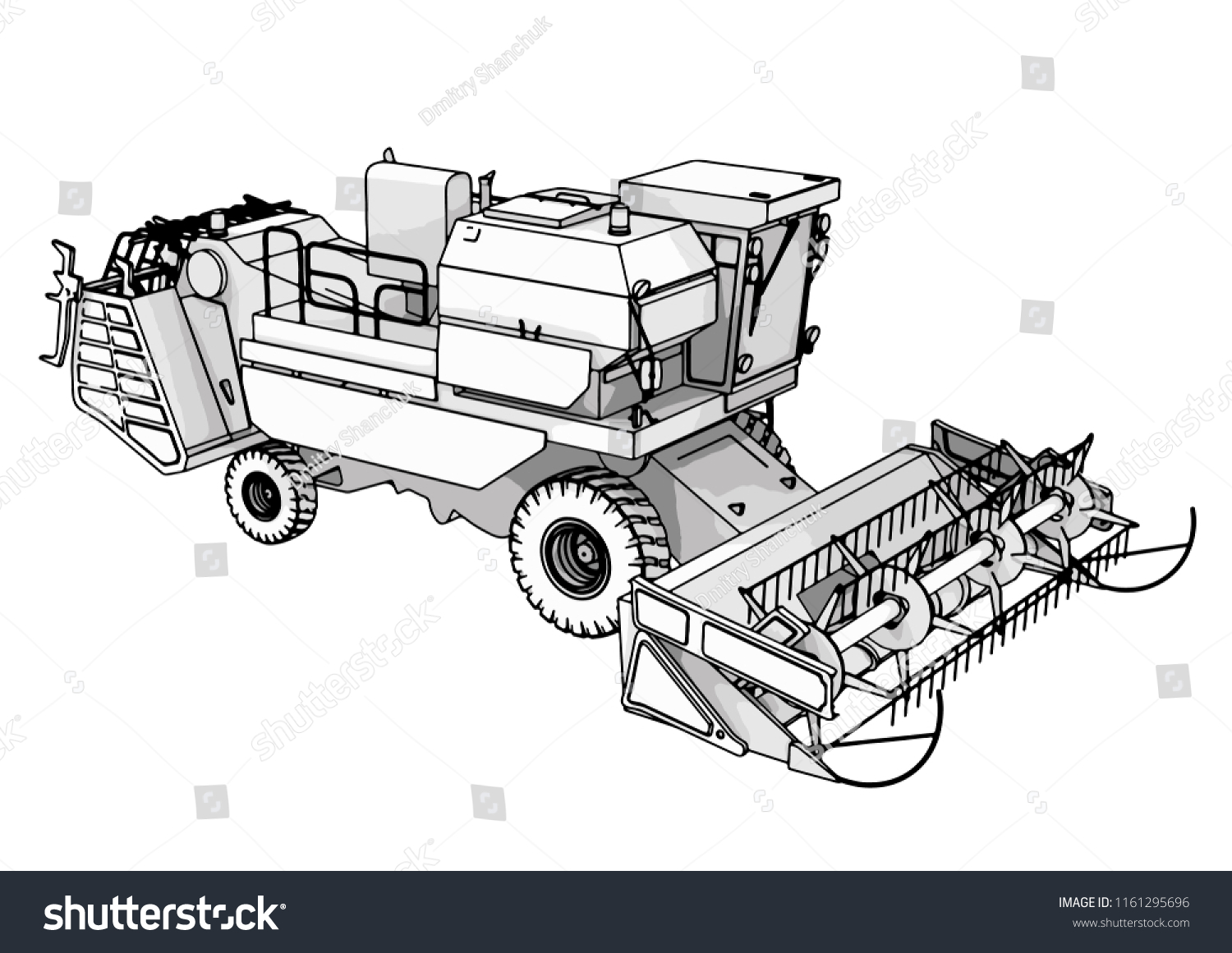 Sketch Combine Harvester Vector Stock Vector (Royalty Free) 1161295696 ...