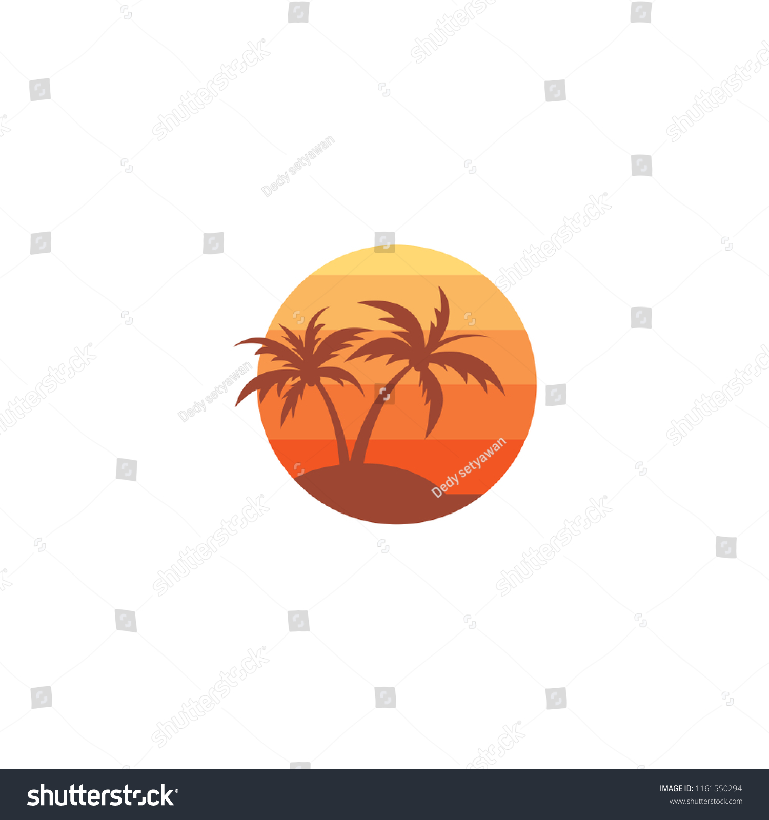 Palm Tree Logo On Island Design Stock Vector (Royalty Free) 1161550294 ...