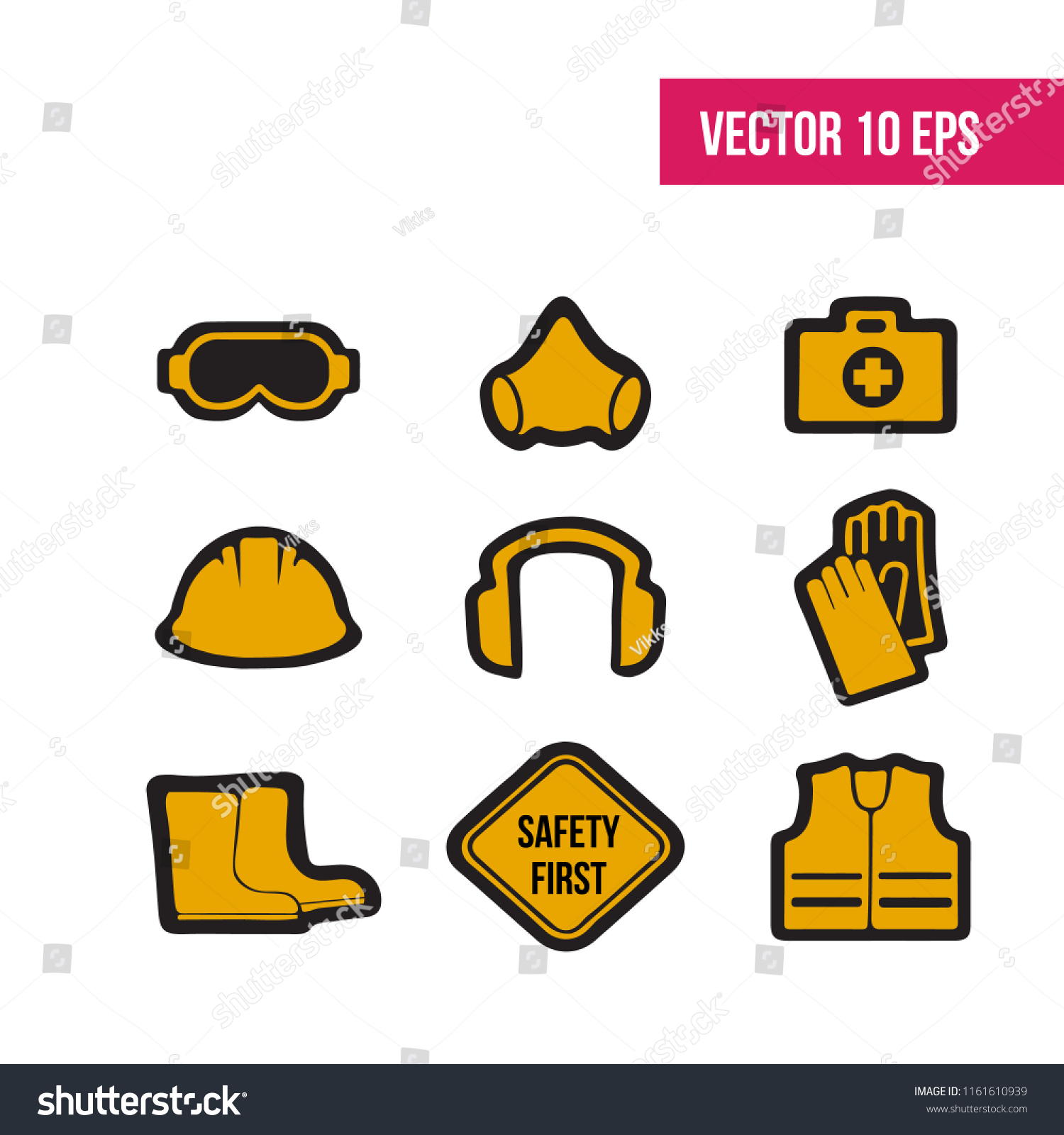 Occupational Safety Health Icons On White Stock Vector (Royalty Free ...