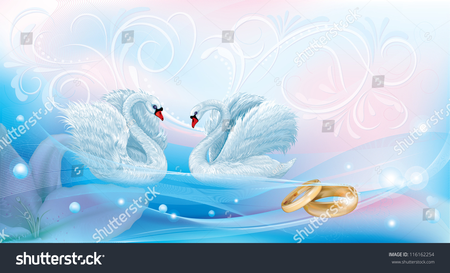 Обручальные кольца с лебедями