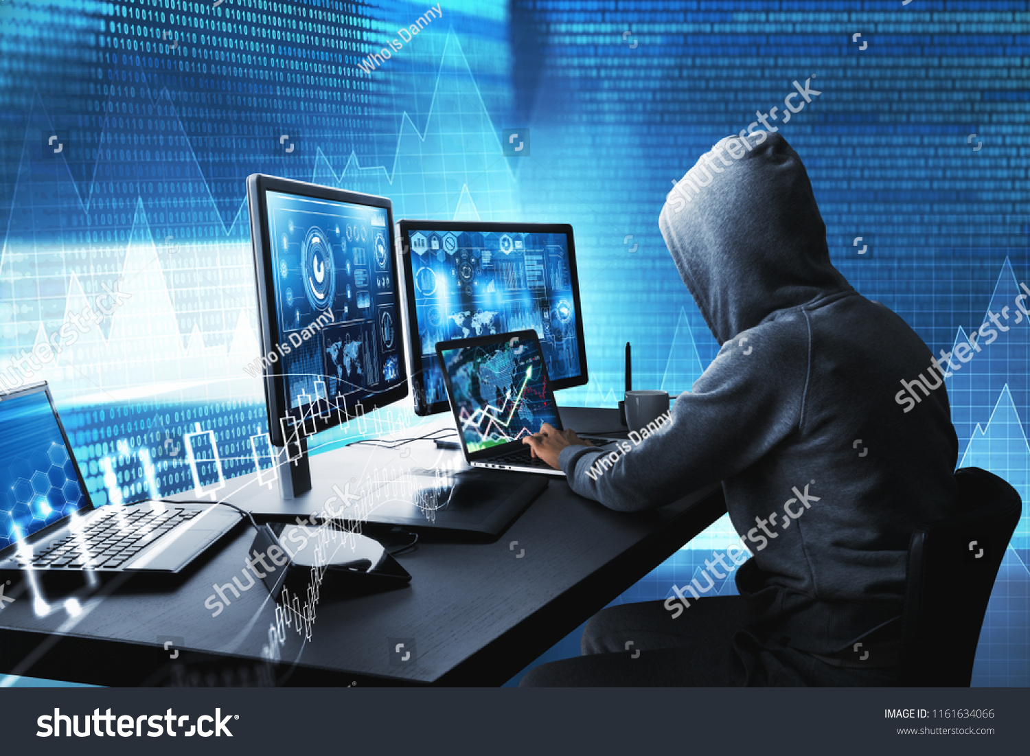 Side View Hacker Using Computer Digital库存照片1161634066 | Shutterstock