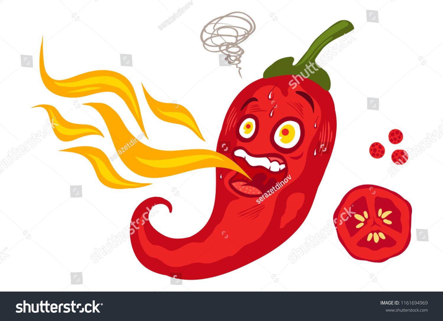 Vector Illustration Spicy Chilli Pepper Flame Stock Vector (Royalty ...