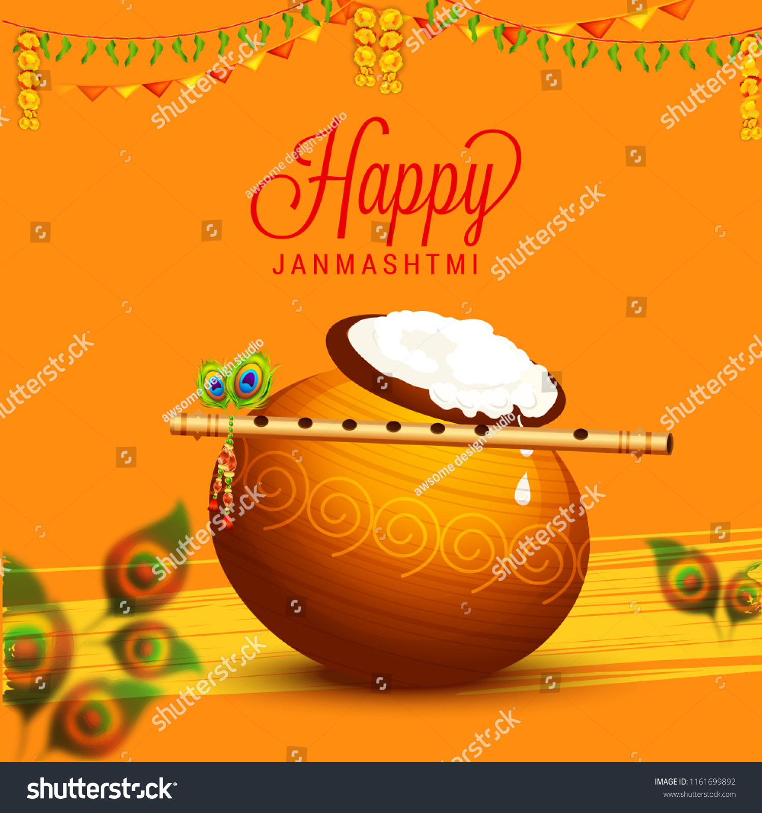 Illustrationposter Banner Indian Festival Janmashtami Celebration Stock ...