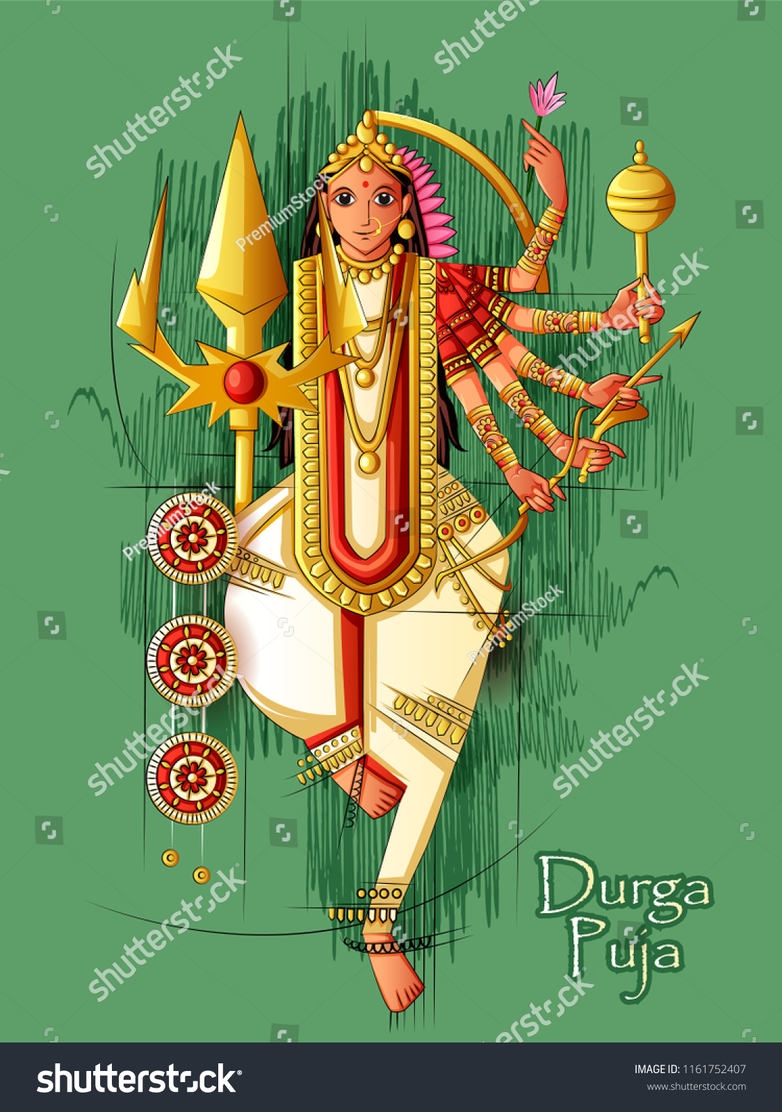 Vector Design Indian Goddess Durga Sculpture Stock Vector (Royalty Free ...