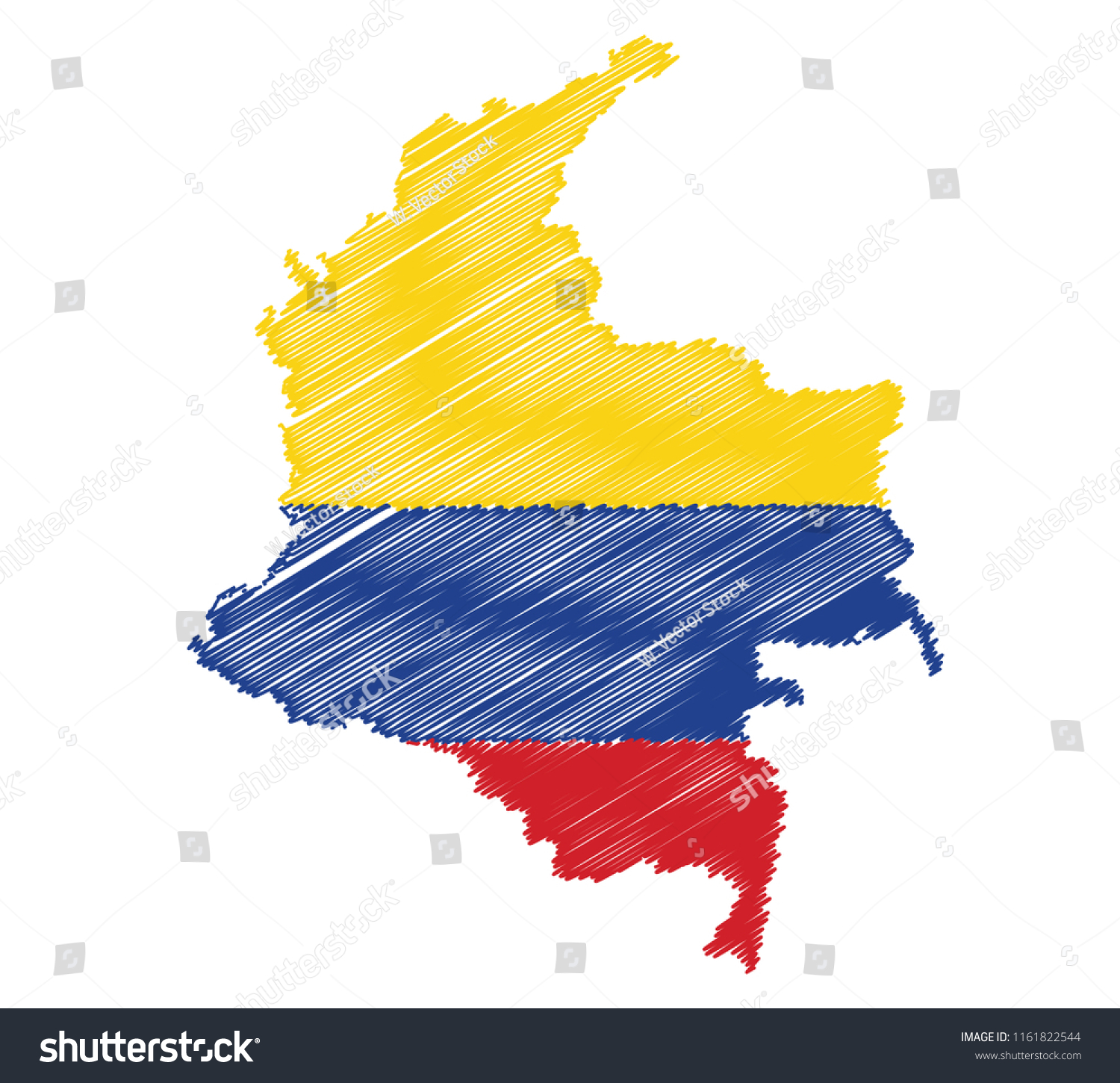 Vector Isolated Colombia Map Flag Engraving Stock Vector (Royalty Free ...