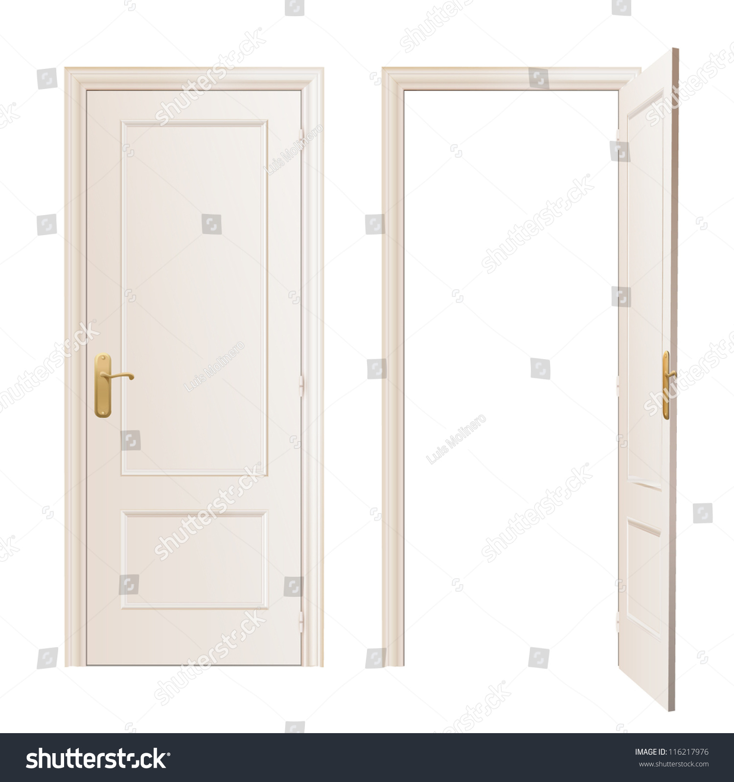 Realistic Close Open Door On White Stock Vector (Royalty Free ...