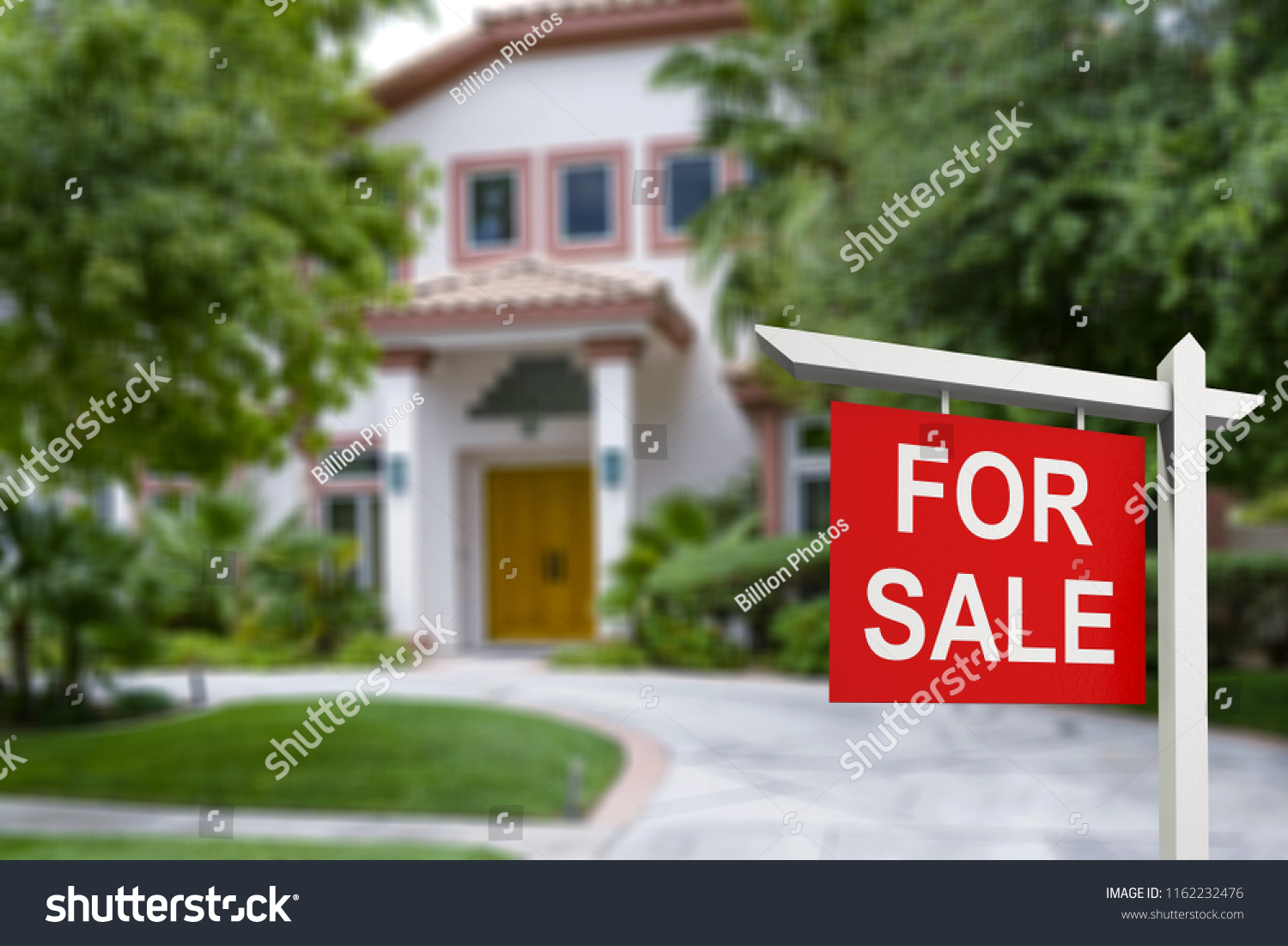 63 597 Home For Sale Sign Stock Photos Images Photography Shutterstock   Stock Photo Real Estate Sign In Front Of New 1162232476 