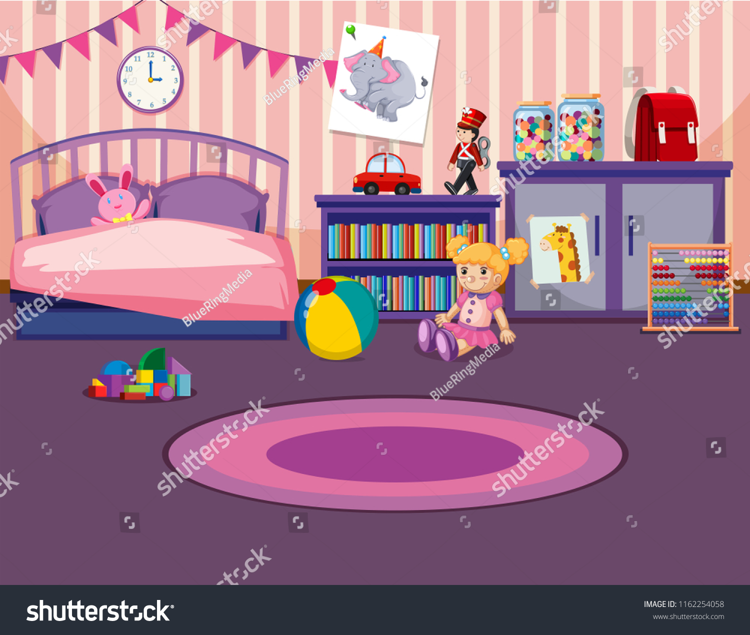 Young Girls Bedroom Interior Illustration Stock Vector (Royalty Free ...