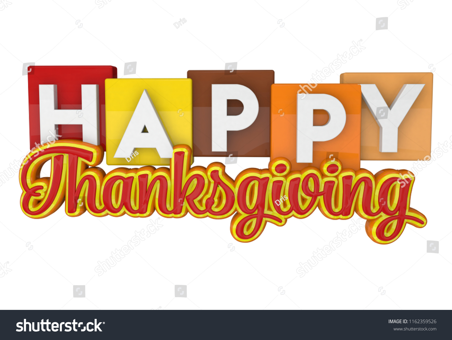 Happy Thanksgiving 3D Happy Thanksgiving Letters Stock Illustration  1162359526 | Shutterstock