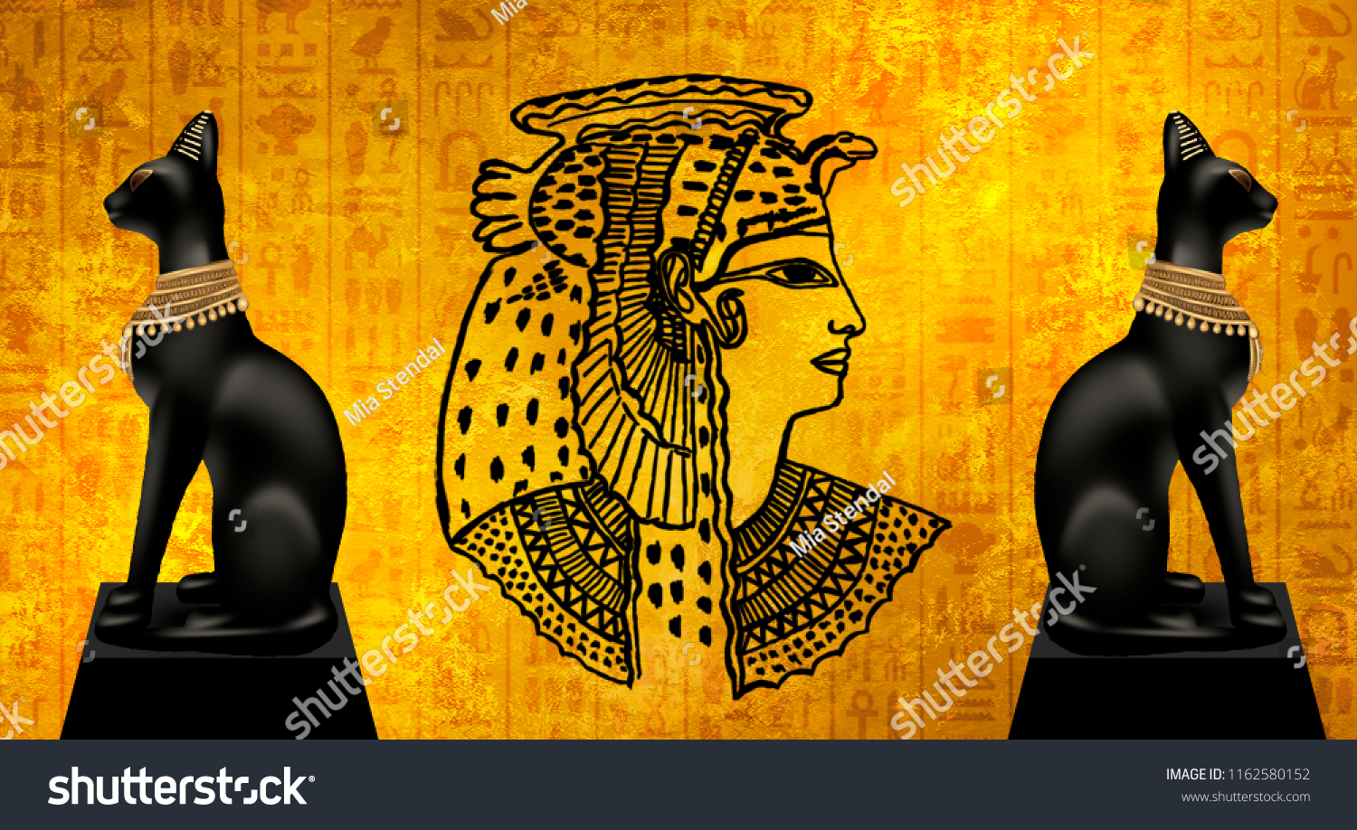 Egyptian Asbstract Background Goddess Egypt Bastet 스톡 일러스트 1162580152 Shutterstock