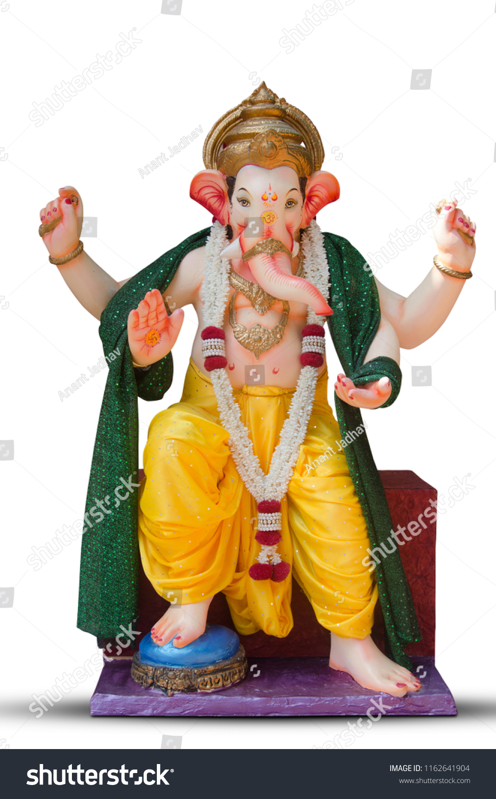 Ganpati Lord Ganesha On White Background Stock Photo 1162641904 ...