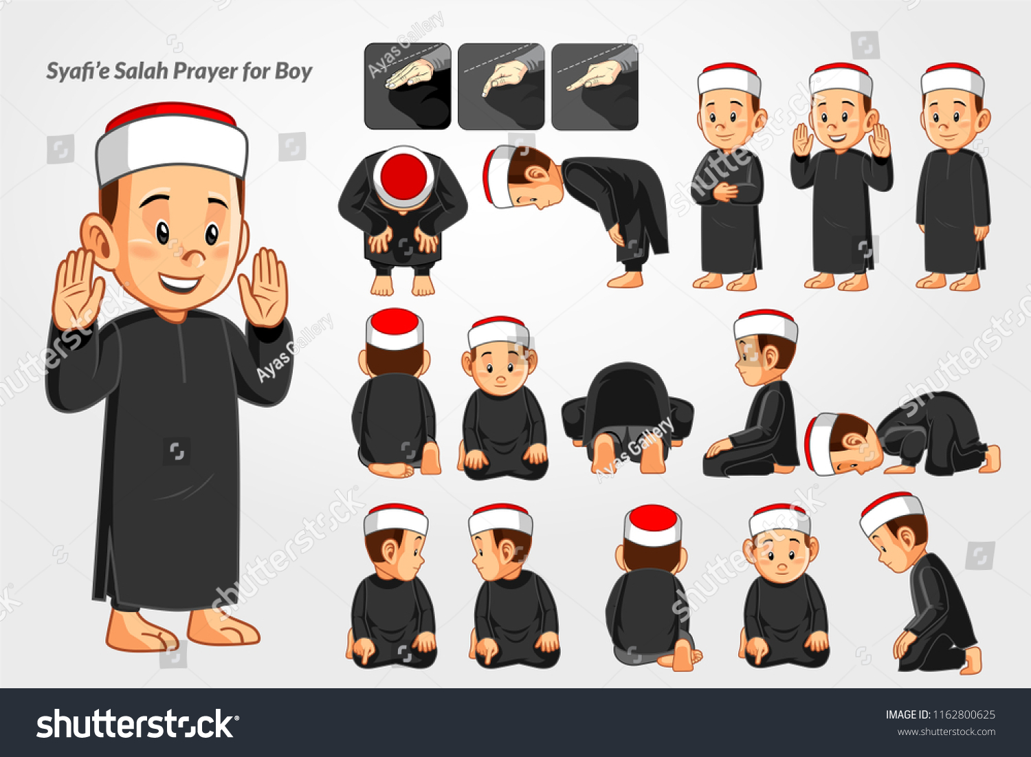 Syafie Salah Prayer Boys Stock Vector (Royalty Free) 1162800625 ...