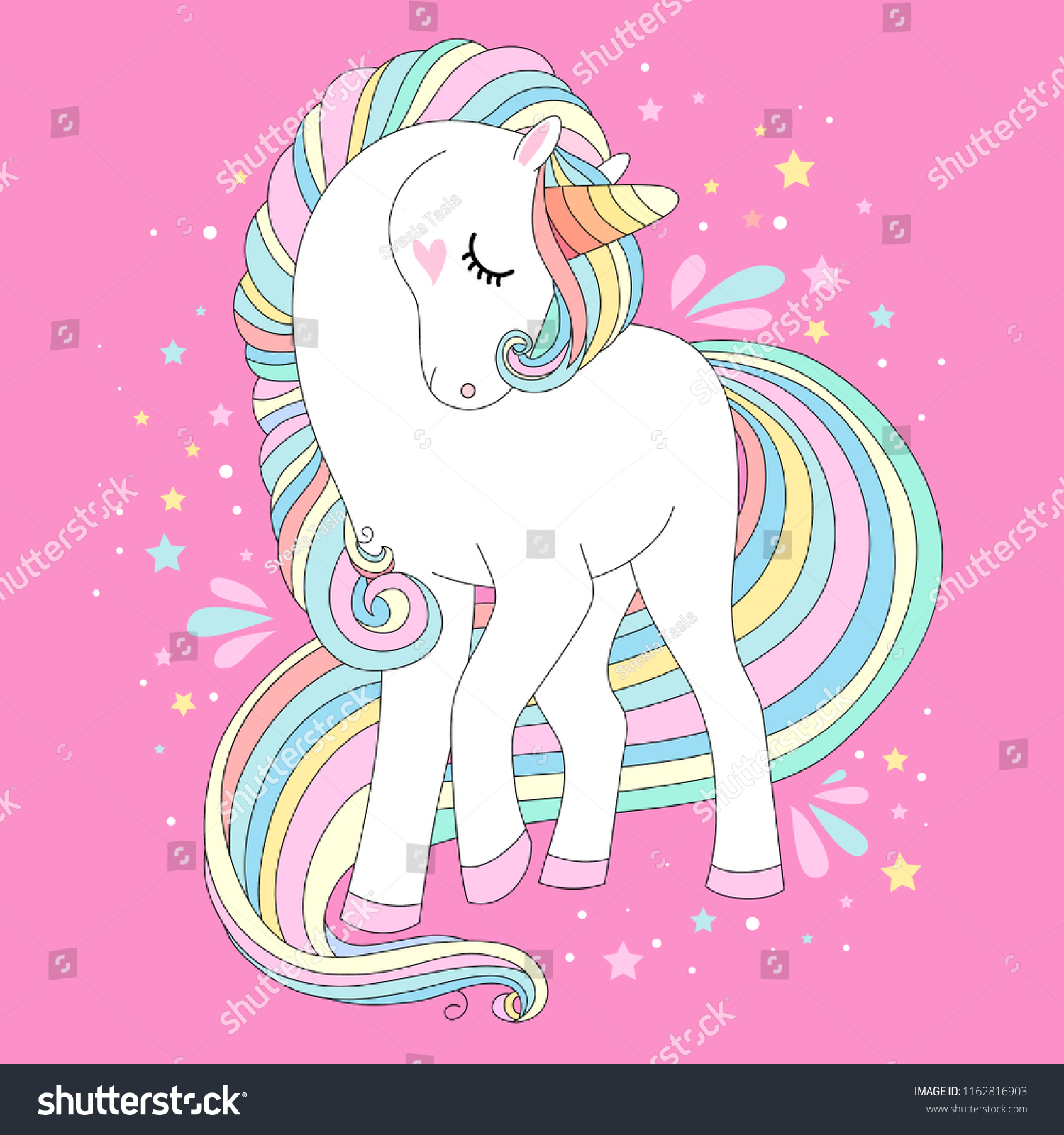 Unicorn Vector Cute Character White Unicorn Stock Vector (Royalty Free ...