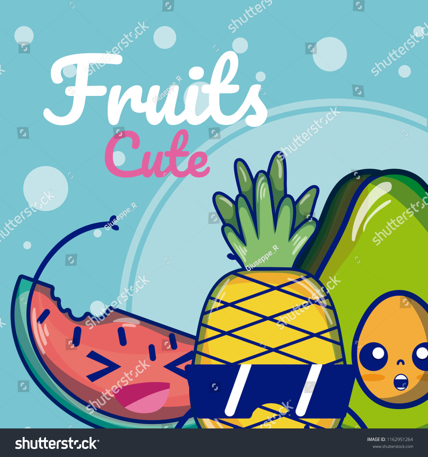 Cute Fruits Cartoons Stock Vector (Royalty Free) 1162951264 | Shutterstock