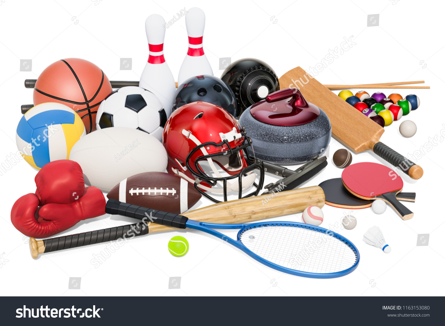 Sports Game Equipment 3d Rendering Isolated Stock Illustration ...