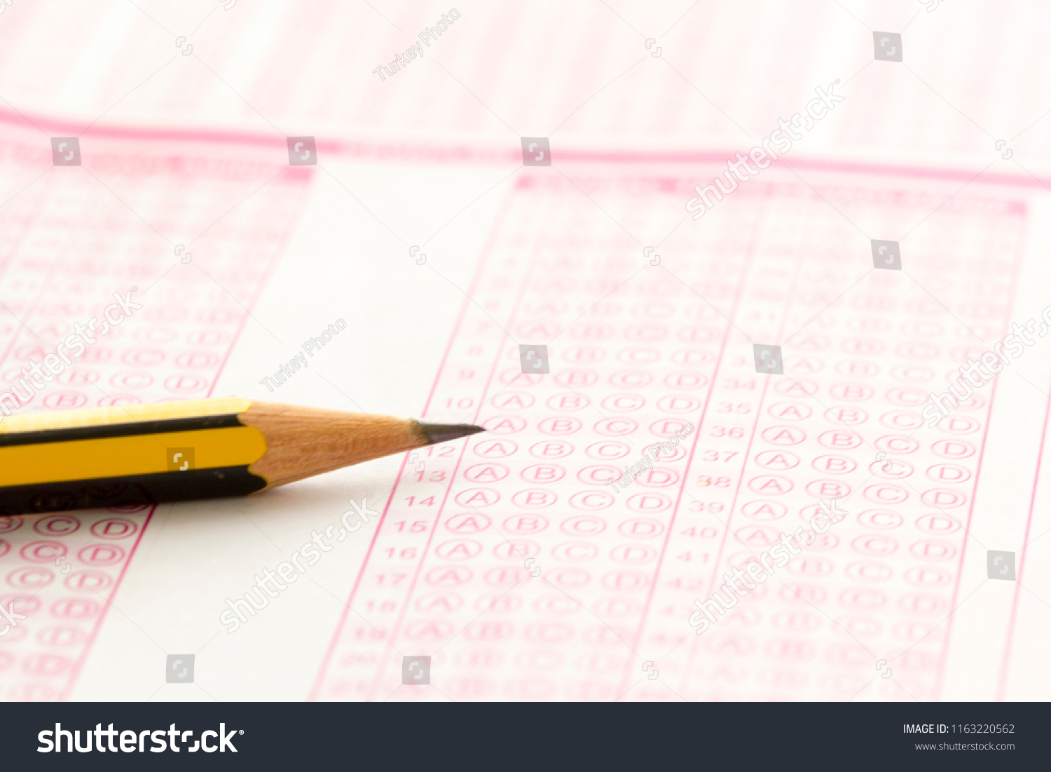 Pink Test Score Sheet Yellow Pencil Stock Photo 1163220562 | Shutterstock