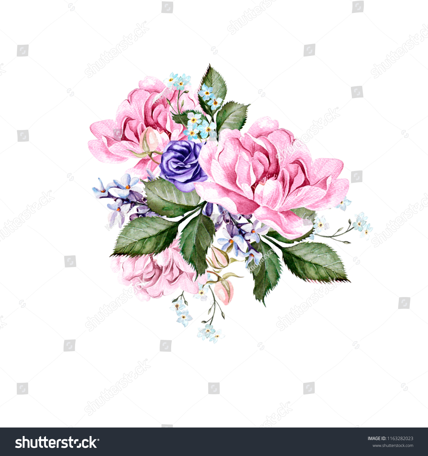 Watercolor Wedding Bouquet Peony Flowers Anemon Stock Illustration ...
