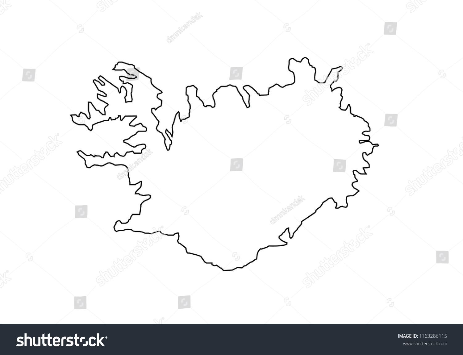 Iceland Outline Map National Borders Country Stock Vector (Royalty Free ...