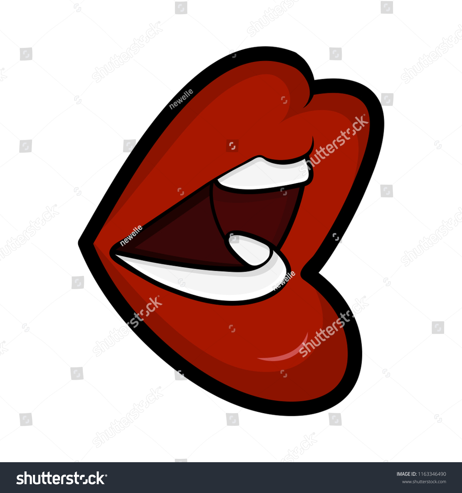 Cartoon Open Mouth Lips Side Isolated Stock Vector (Royalty Free