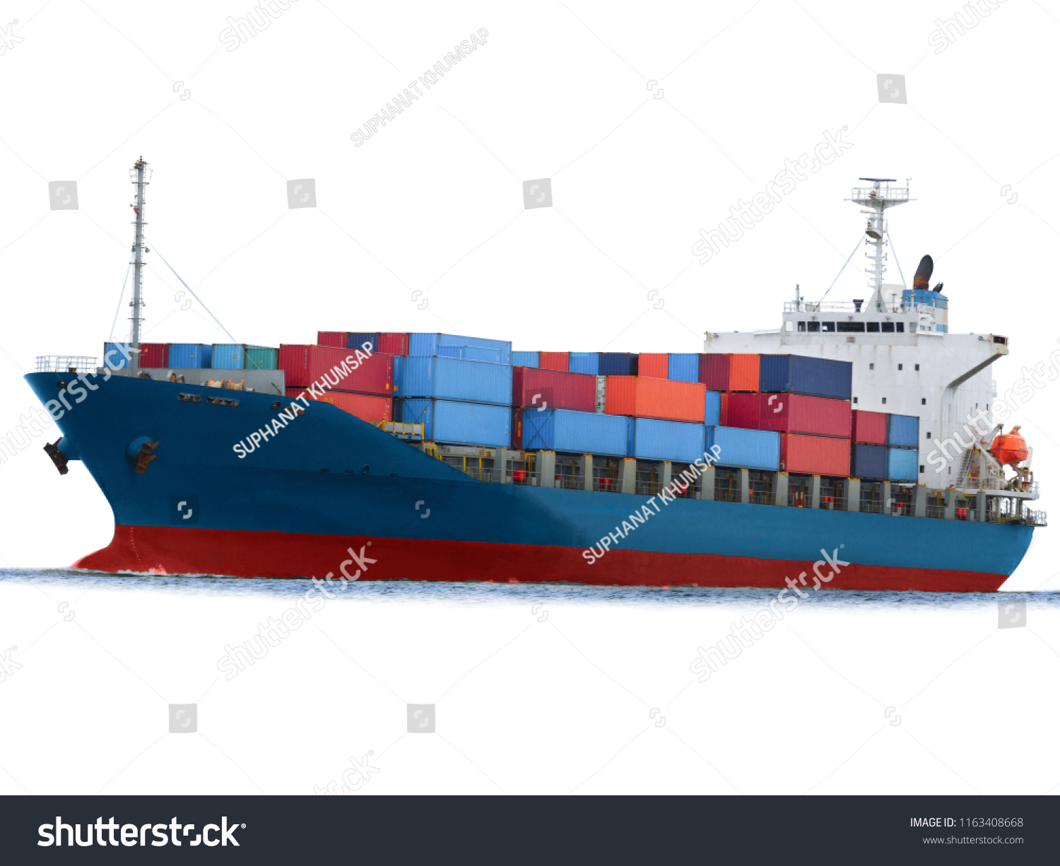 Cargo Container Ship On White Background Stock Photo 1163408668 ...