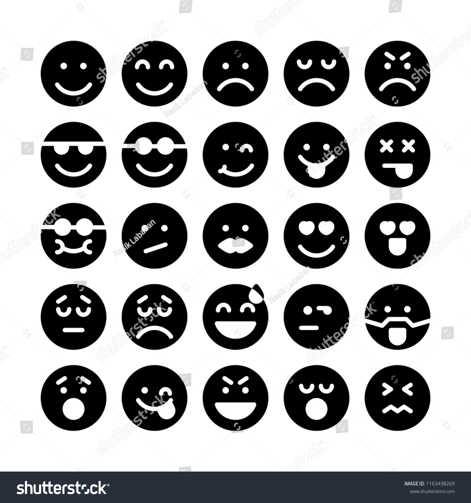 Emoticon Icon Set Perfect Websites Brands Stock Vector (Royalty Free ...