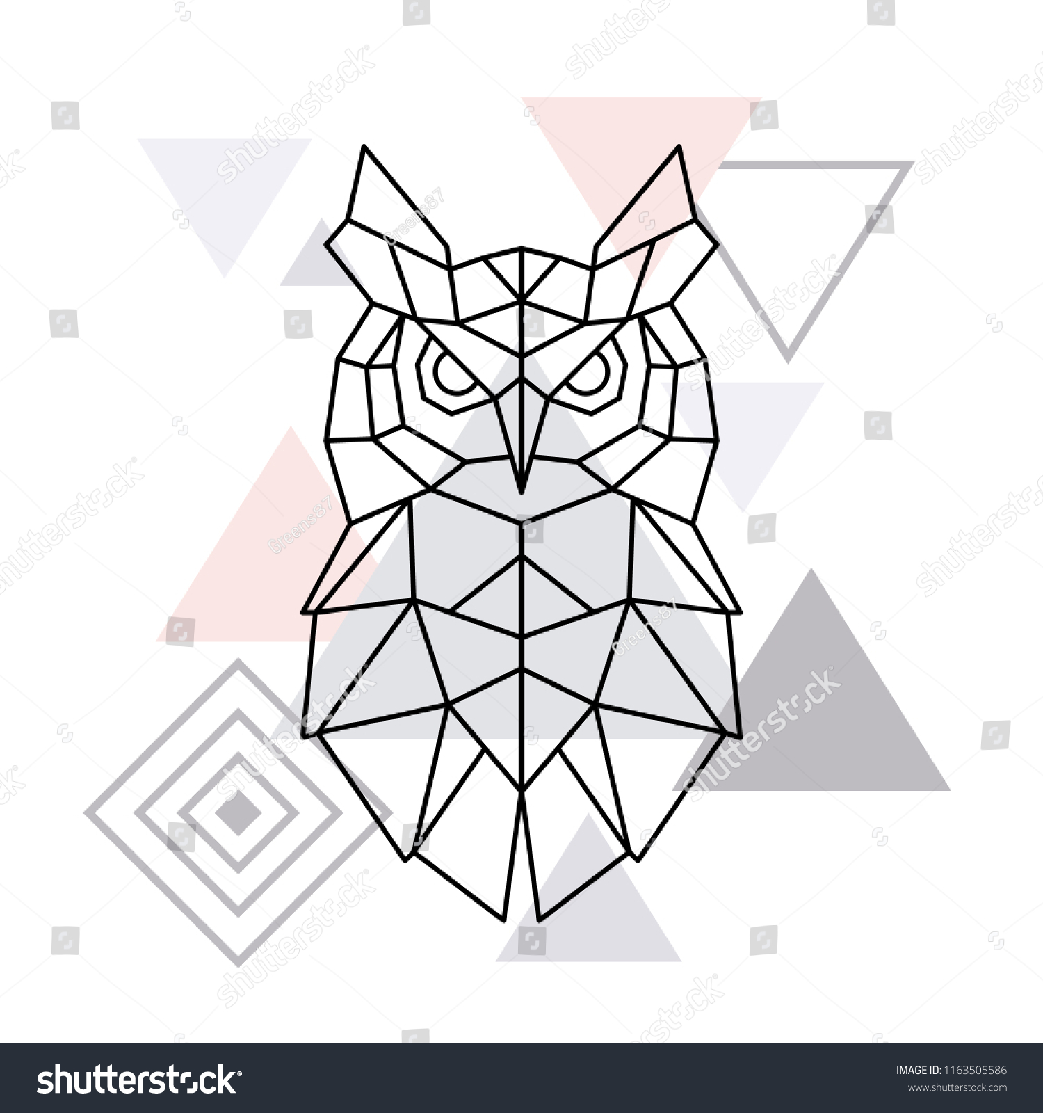 Polygonal Owl On Minimalist Triangle Background Stock Vector (Royalty ...